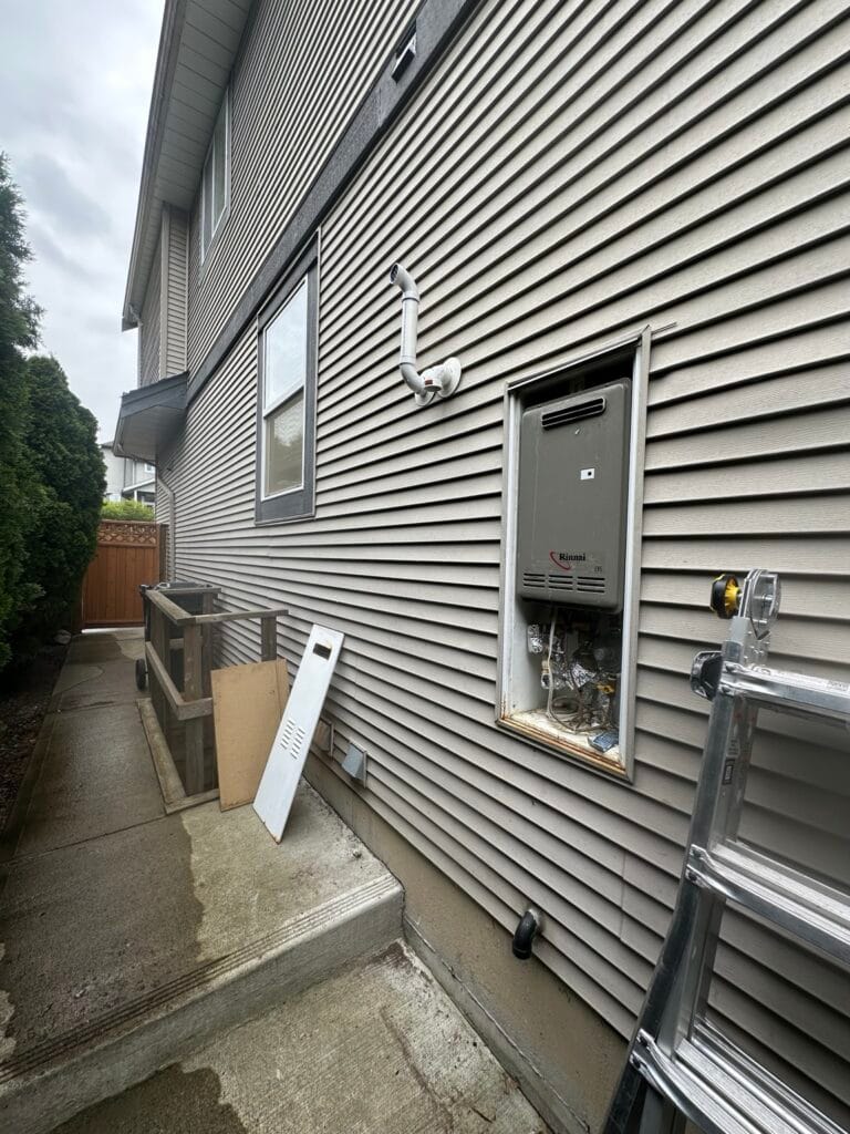 Ductless heat pump line-set cover installation by Perfect Choice Heating & Cooling in Metro Vancouver, BC
