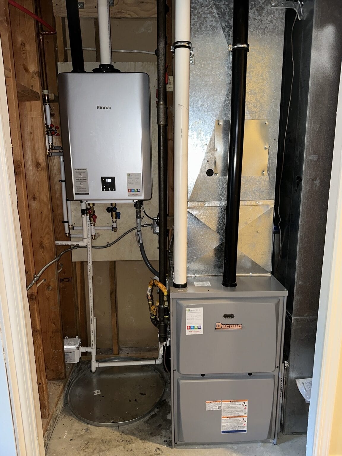 Completed Ducane furnace and Rinnai tankless mechanical-room upgrade