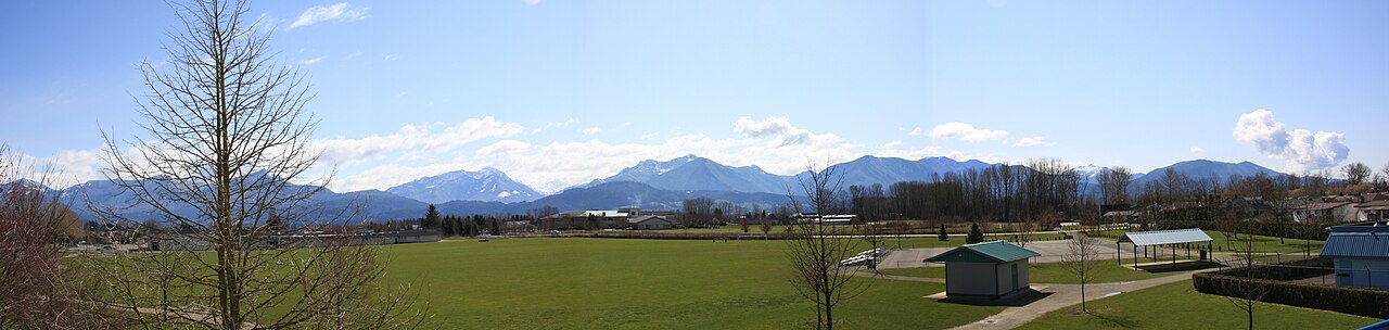 Chilliwack panorama with the surrounding mountain landscape
